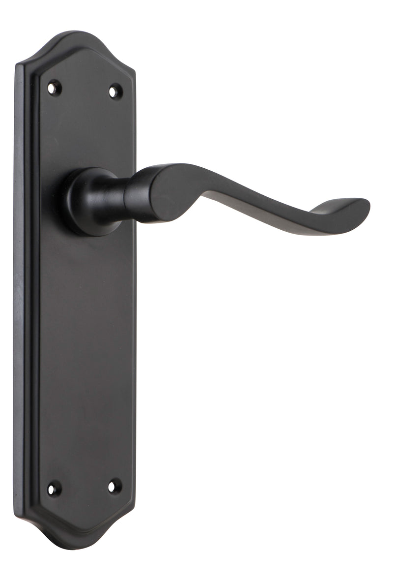 Henley Lever - Long Backplate Matt Black / Latch | Passage