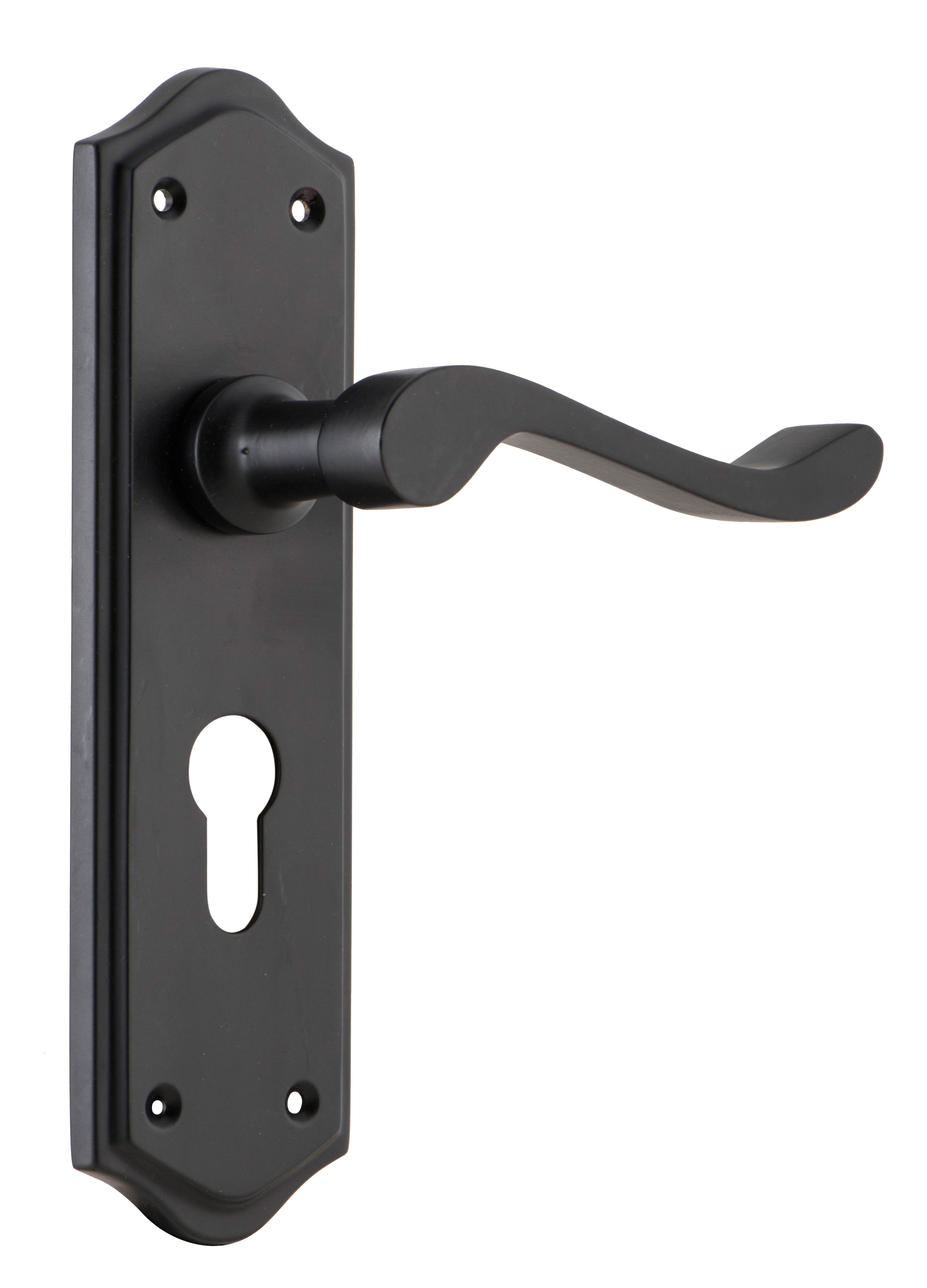 Henley Lever - Long Backplate Matt Black / Euro | Entrance