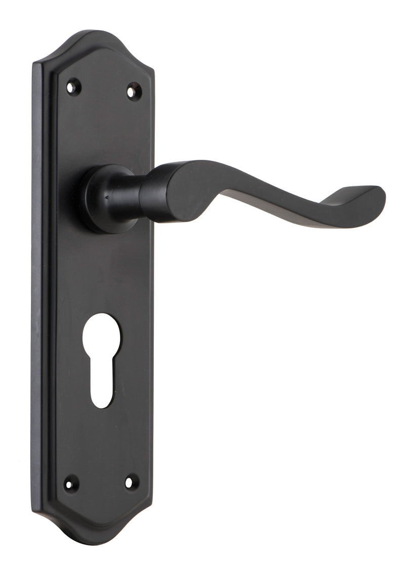 Henley Lever - Long Backplate Matt Black / Euro | Entrance
