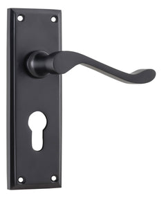 Camden Lever - Long Backplate Matt Black / Euro | Entrance