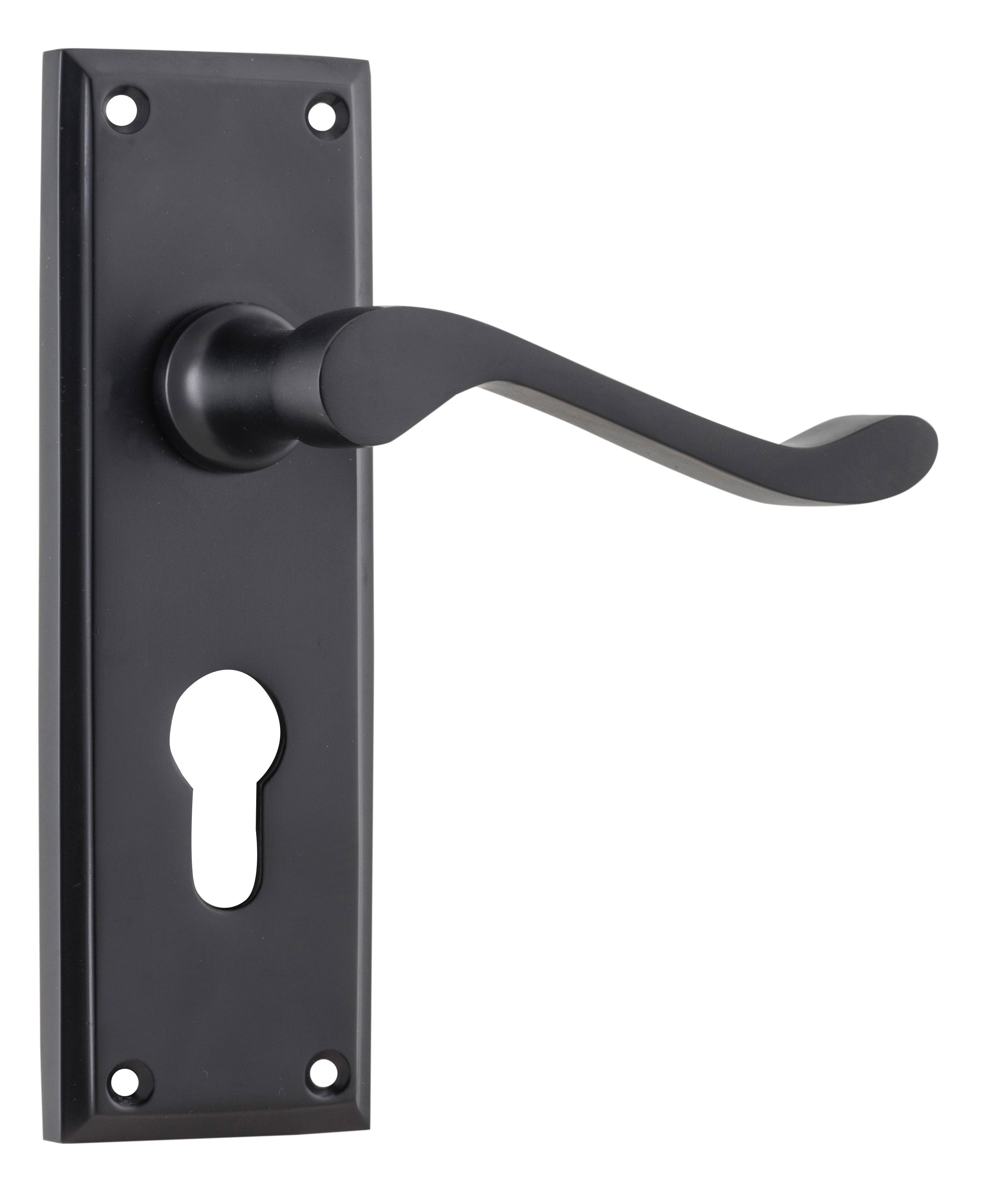 Camden Lever - Long Backplate Matt Black / Euro | Entrance