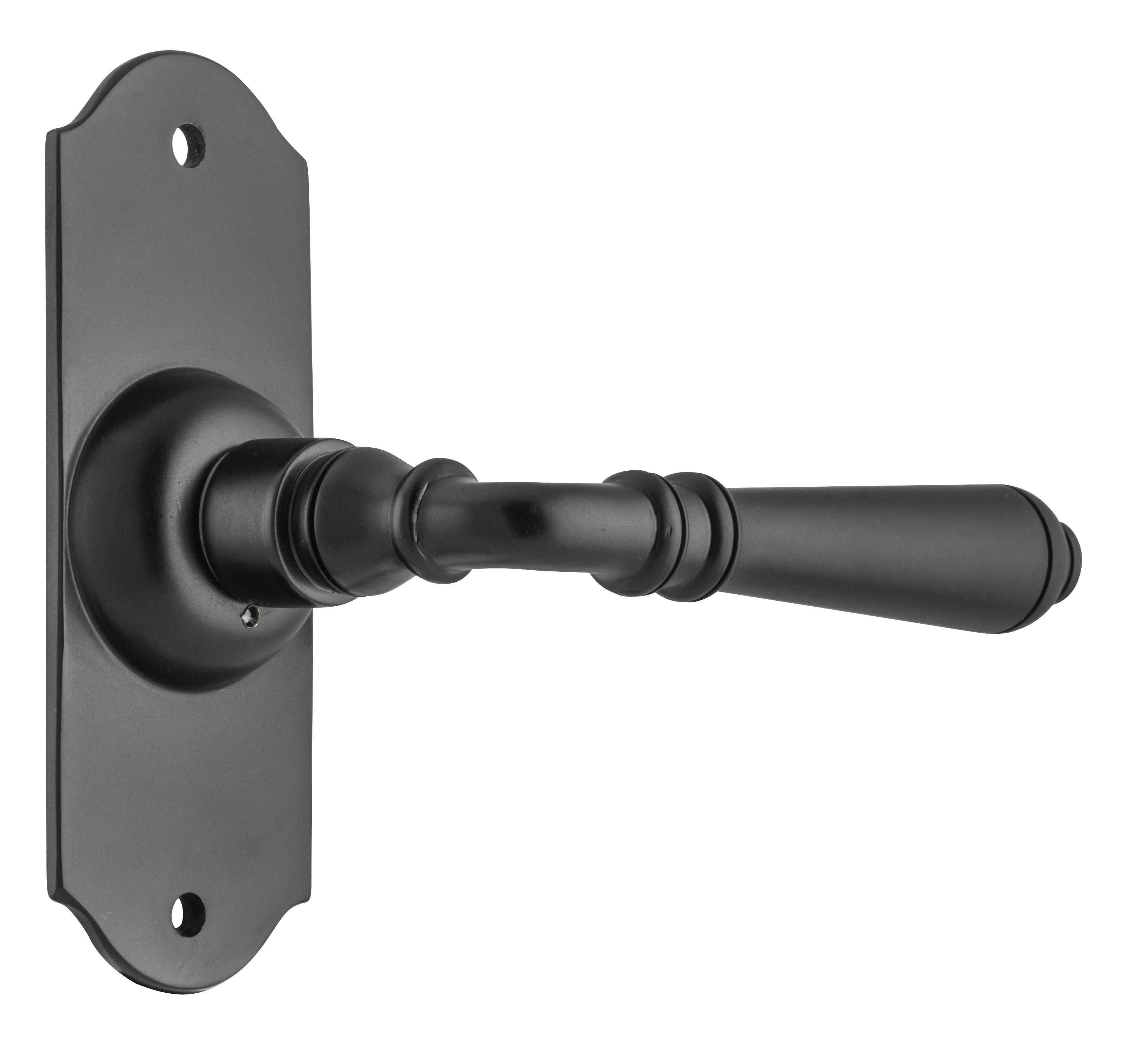 Reims Lever - Short Backplate Matt Black / Latch | Passage