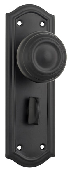 Kensington Door Knob - Long Backplate Matt Black / Privacy | Privacy