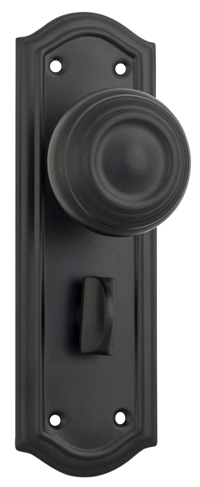 Kensington Door Knob - Long Backplate Matt Black / Privacy | Privacy