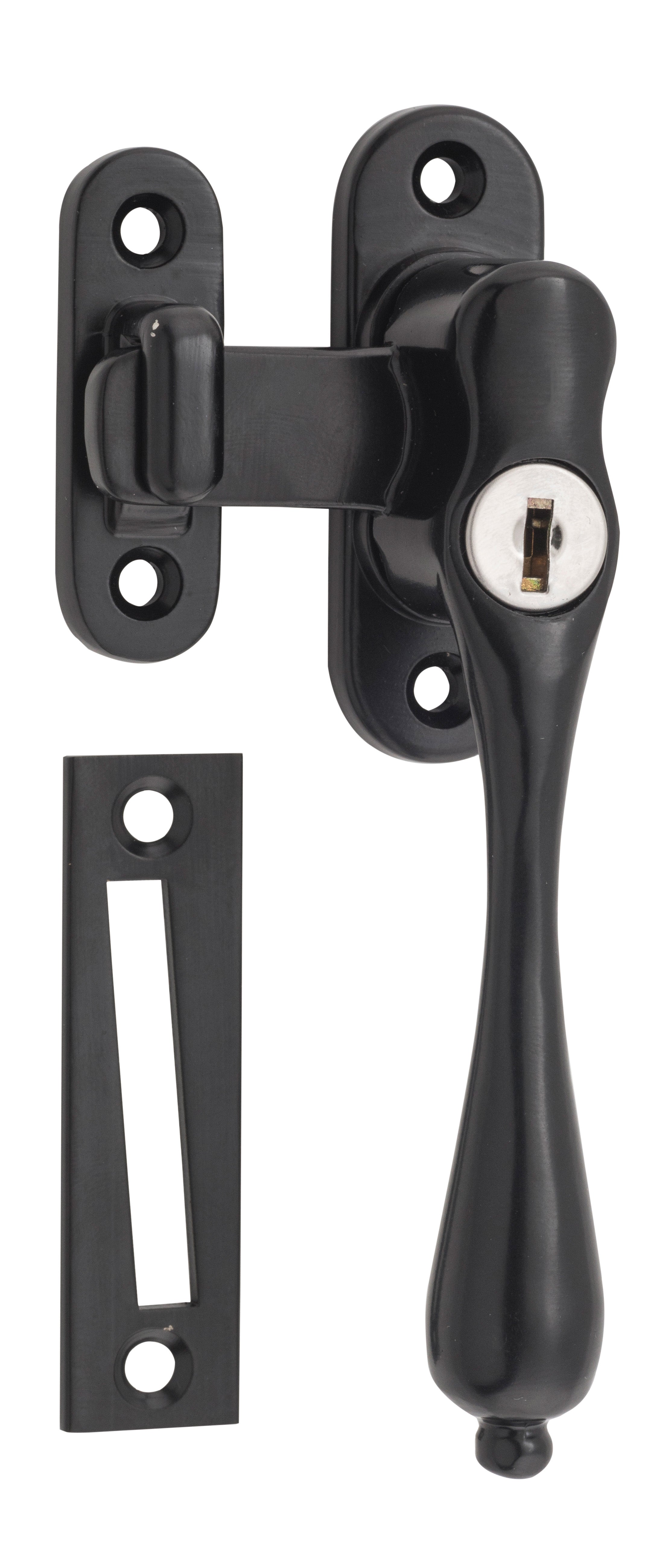 Locking Casement Fastener - Right Hand Matt Black