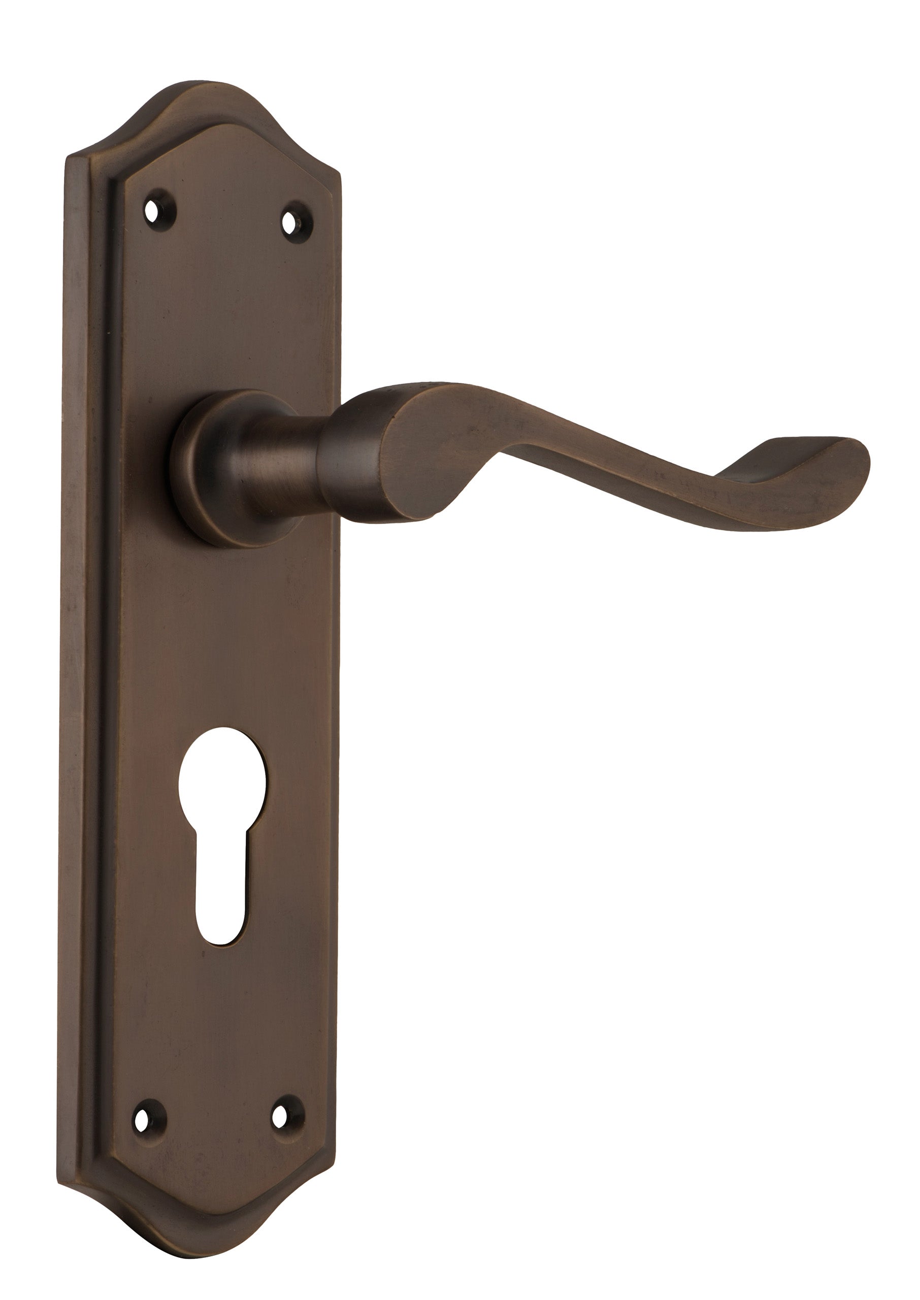 Henley Lever - Long Backplate Antique Brass / Euro | Entrance