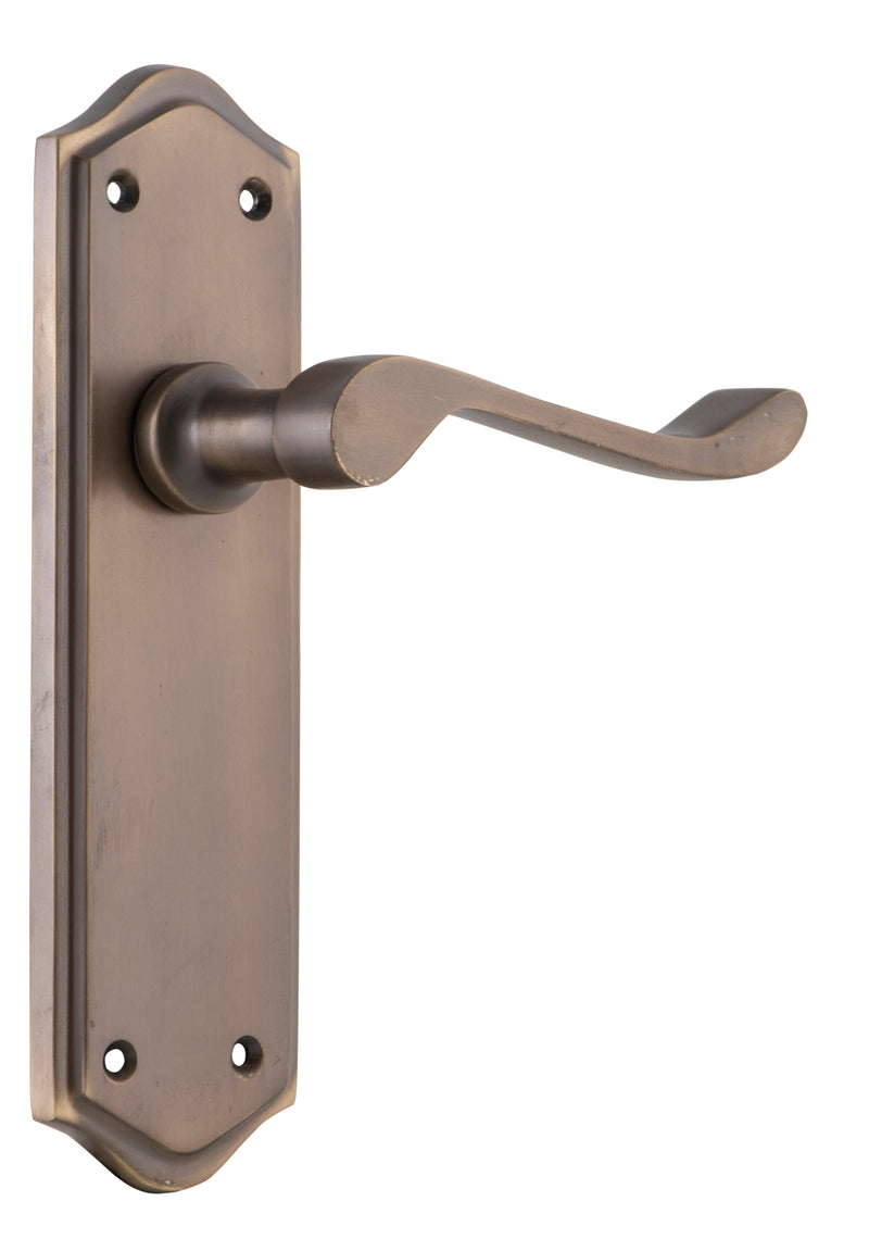 Henley Lever - Long Backplate Antique Brass / Latch | Passage