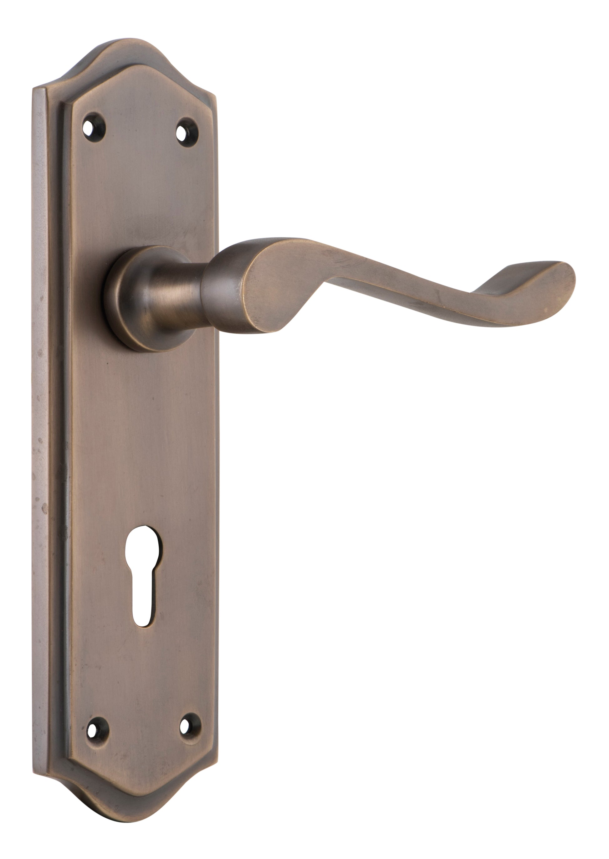 Henley Lever - Long Backplate Antique Brass / Lock | Lock (Skeleton Key)