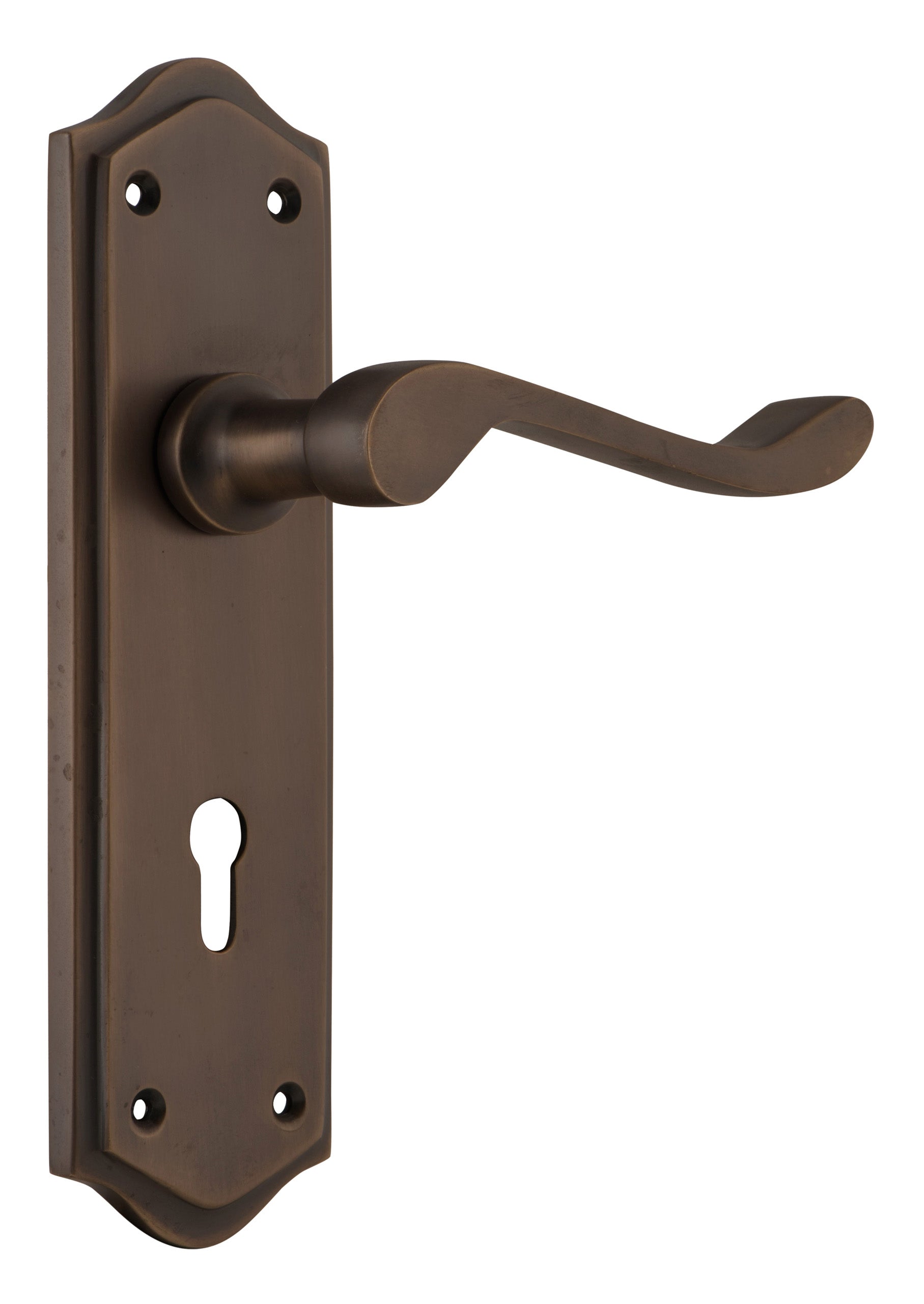 Henley Lever - Long Backplate Antique Brass / Lock | Lock (Skeleton Key)