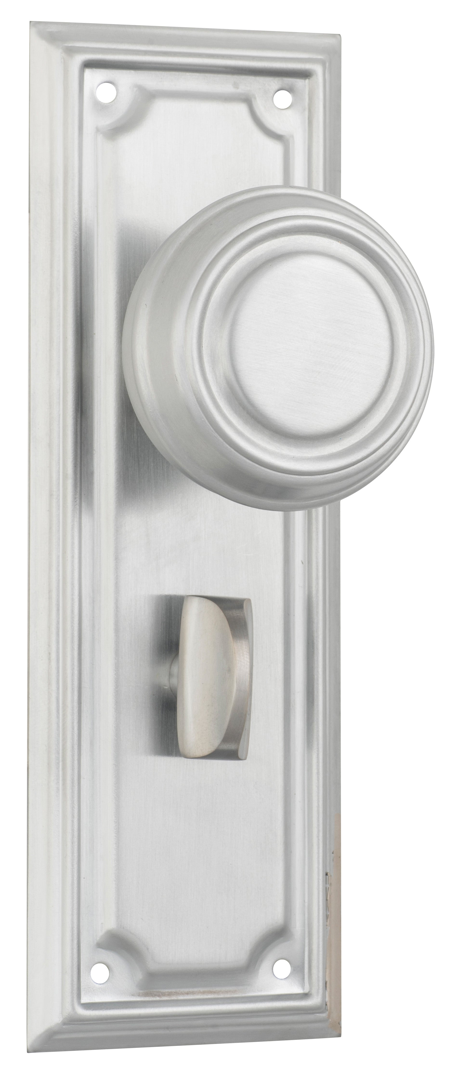Edwardian Door Knob - Long Backplate Satin Chrome / Privacy | Privacy