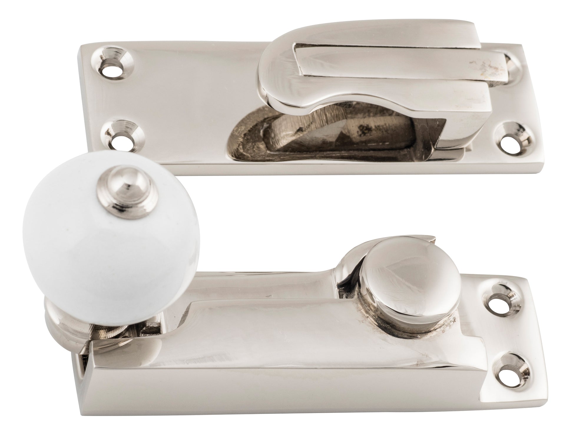 Porcelain Ball Sash Fastener Polished Nickel