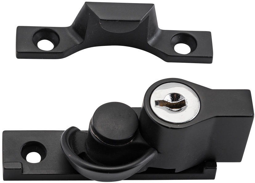 Key Operated Narrow Locking Sash Fastener Matt Black