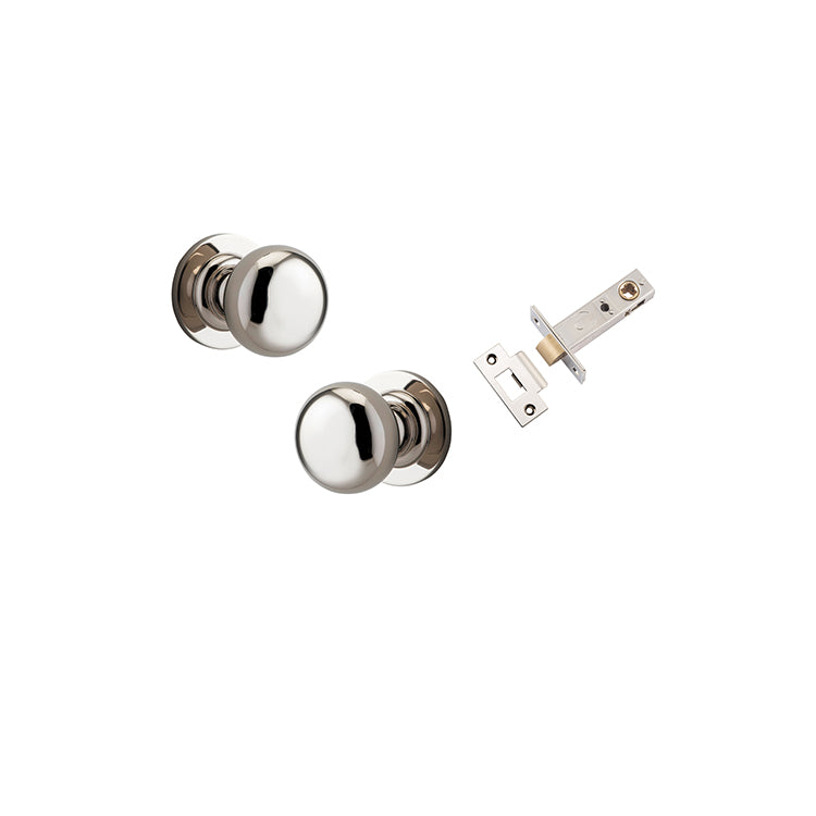 Cambridge Knob - Round Rose Passage Kit Polished Nickel / Solid Brass