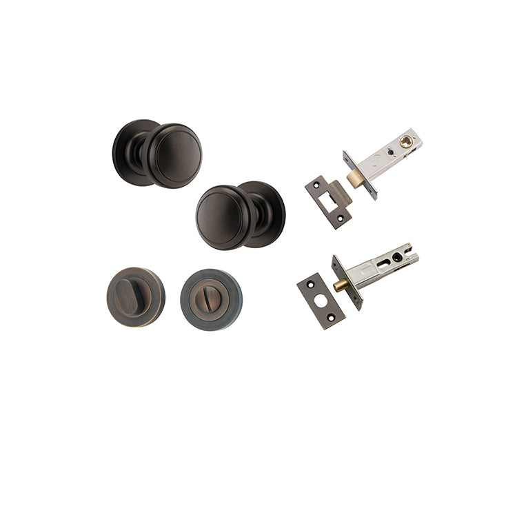 Paddington Knob - Round Rose Privacy Kit with Separate Privacy Turn Antique Brass / Solid Brass