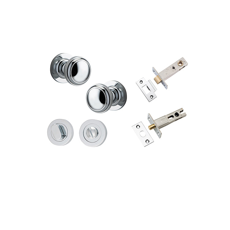 Paddington Knob - Round Rose Privacy Kit with Separate Privacy Turn Chrome Plated / Solid Brass