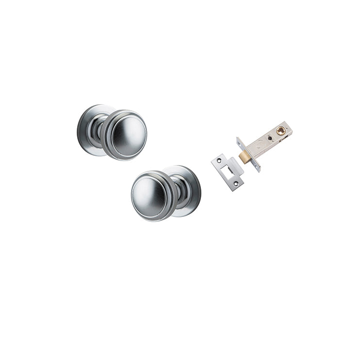 Paddington Knob - Round Rose Passage Kit Satin Chrome / Solid Brass