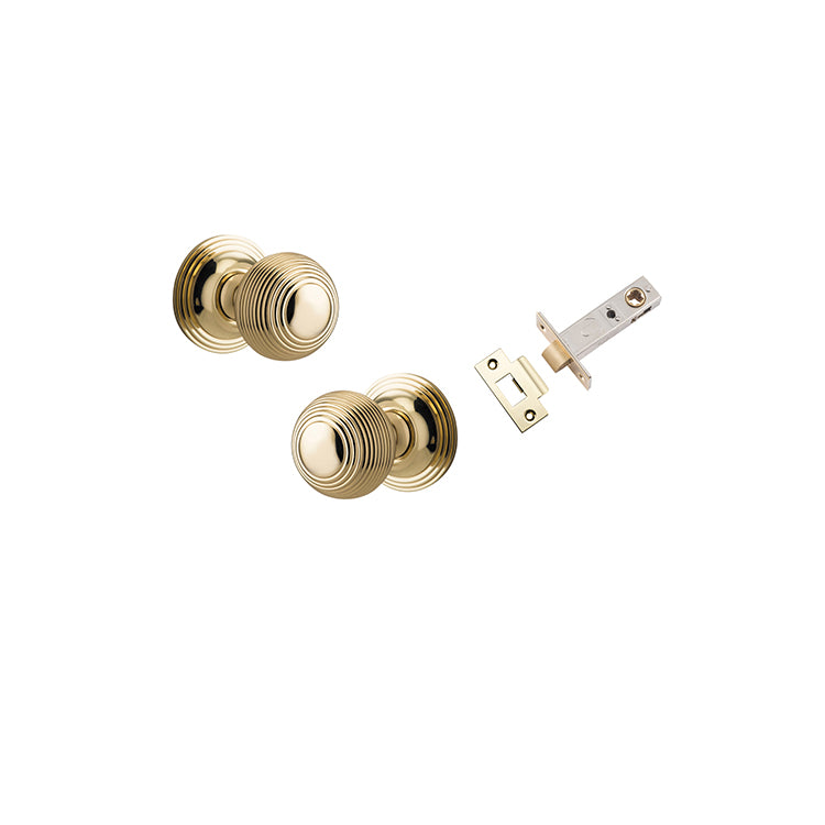 Guildford Knob - Round Rose Passage Kit Polished Brass / Solid Brass