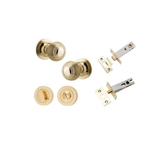 Guildford Knob - Round Rose Privacy Kit with Separate Privacy Turn Polished Brass / Solid Brass