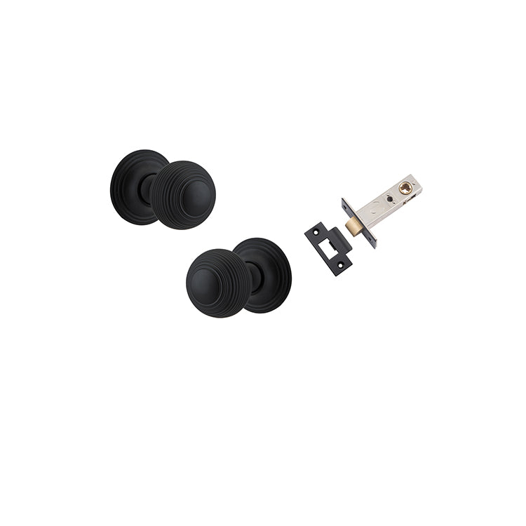 Guildford Knob - Round Rose Passage Kit Matt Black / Solid Brass