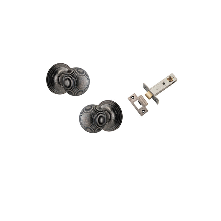 Guildford Knob - Round Rose Passage Kit Rumbled Nickel / Solid Brass