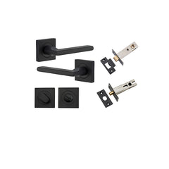 Baltimore Lever - Square Rose Privacy Kit with Separate Privacy Turn Matt Black / Solid Brass