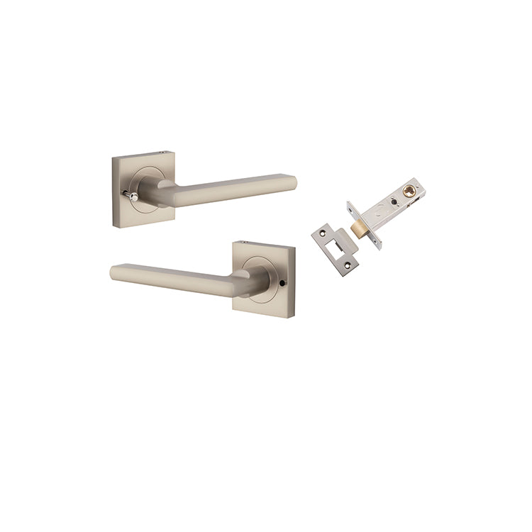 Baltimore Lever - Square Rose (Inbuilt Privacy) Satin Nickel / Solid Brass