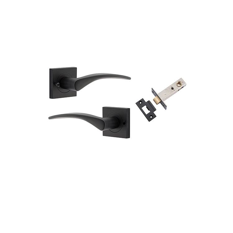 Oxford Lever - Square Rose (Inbuilt Privacy) Matt Black / Solid Brass