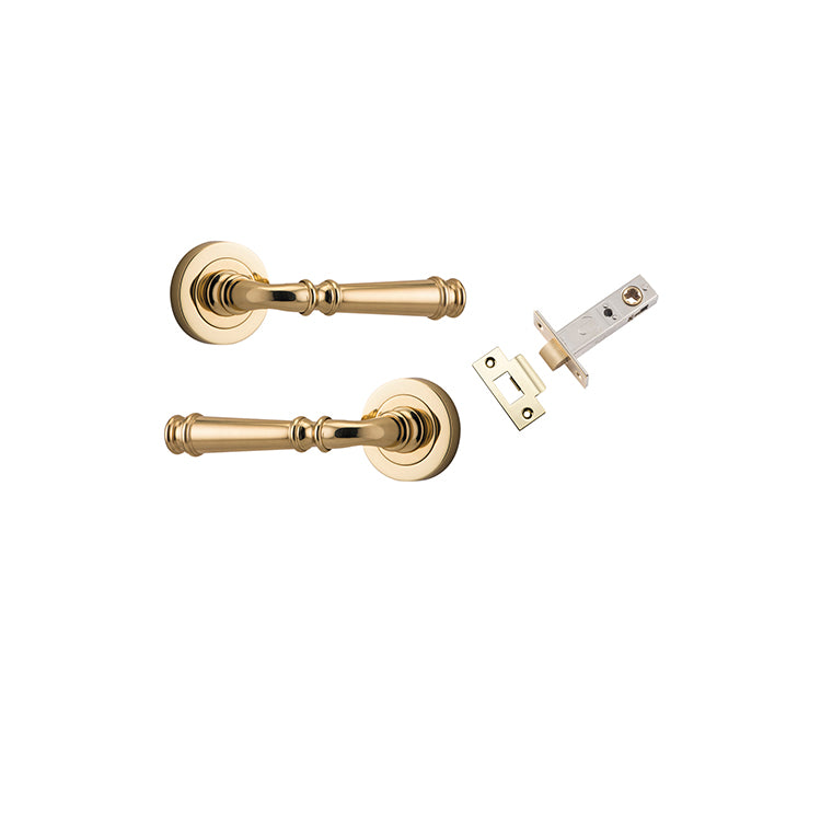 Verona Lever - Round Rose Passage Kit Polished Brass / Solid Brass
