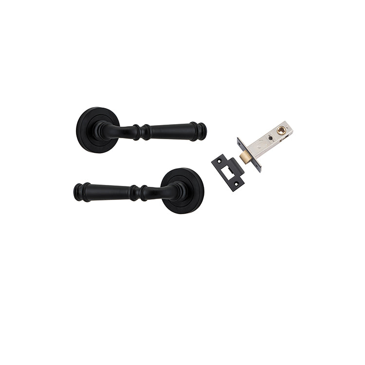 Verona Lever - Round Rose Passage Kit Matt Black / Solid Brass