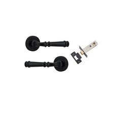 Verona Lever - Round Rose Passage Kit Matt Black / Solid Brass
