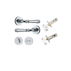 Verona Lever - Round Rose Privacy Kit with Separate Privacy Turn Chrome Plated / Solid Brass