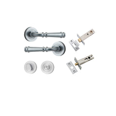 Verona Lever - Round Rose Privacy Kit with Separate Privacy Turn Satin Chrome / Solid Brass