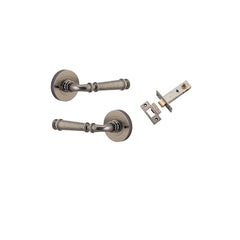Verona Lever - Round Rose (Inbuilt Privacy) Rumbled Nickel / Solid Brass
