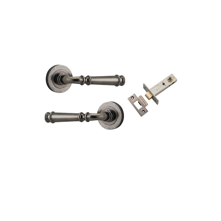 Verona Lever - Round Rose Passage Kit Rumbled Nickel / Solid Brass