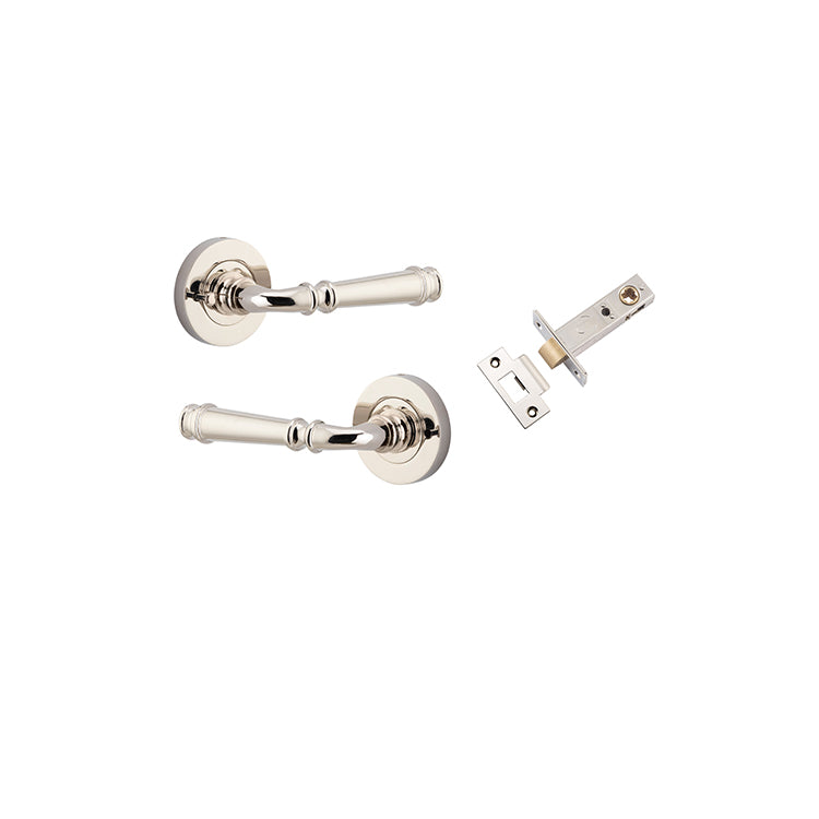 Verona Lever - Round Rose (Inbuilt Privacy) Polished Nickel / Solid Brass