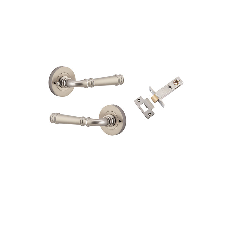 Verona Lever - Round Rose (Inbuilt Privacy) Satin Nickel / Solid Brass