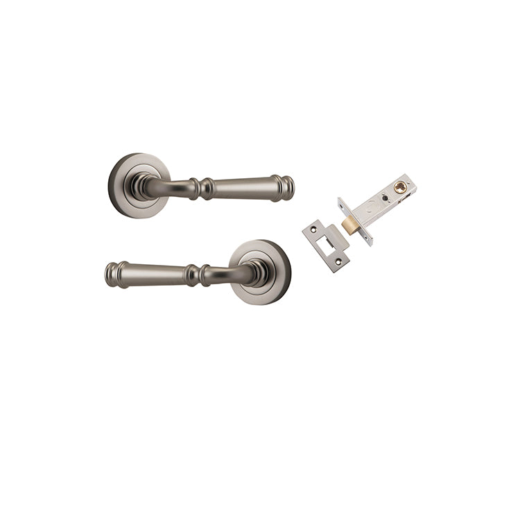 Verona Lever - Round Rose Passage Kit Satin Nickel / Solid Brass