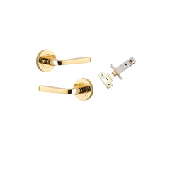 Annecy Lever - Round Rose (Inbuilt Privacy) Polished Brass / Solid Brass