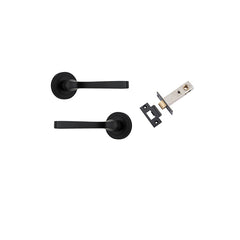 Annecy Lever - Round Rose Passage Kit Matt Black / Solid Brass