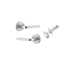 Annecy Lever - Round Rose (Inbuilt Privacy) Satin Chrome / Solid Brass