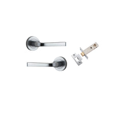 Annecy Lever - Round Rose Passage Kit Satin Chrome / Solid Brass
