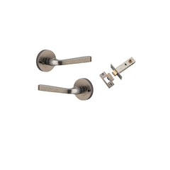 Annecy Lever - Round Rose (Inbuilt Privacy) Rumbled Nickel / Solid Brass