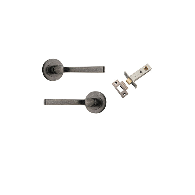 Annecy Lever - Round Rose Passage Kit Rumbled Nickel / Solid Brass