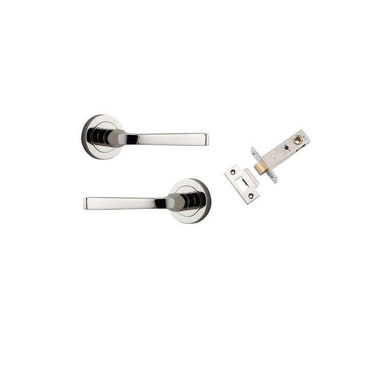 Annecy Lever - Round Rose Passage Kit Polished Nickel / Solid Brass