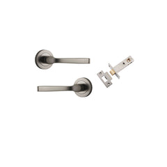 Annecy Lever - Round Rose Passage Kit Satin Nickel / Solid Brass