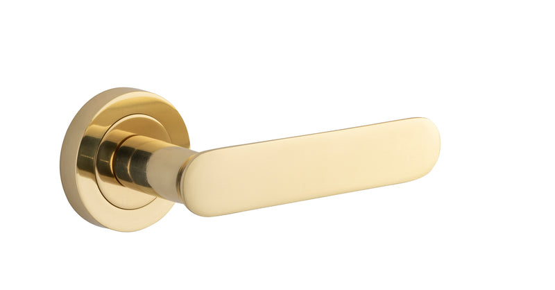 Bronte Lever - Round Rose Polished Brass