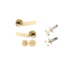 Bronte Lever - Round Rose Privacy Kit with Separate Privacy Turn Polished Brass / Solid Brass