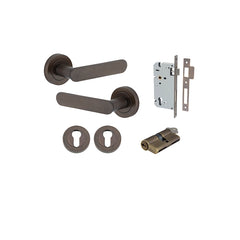Bronte Lever - Round Rose Entrance Kit with High Security Lock Antique Brass / Solid Brass