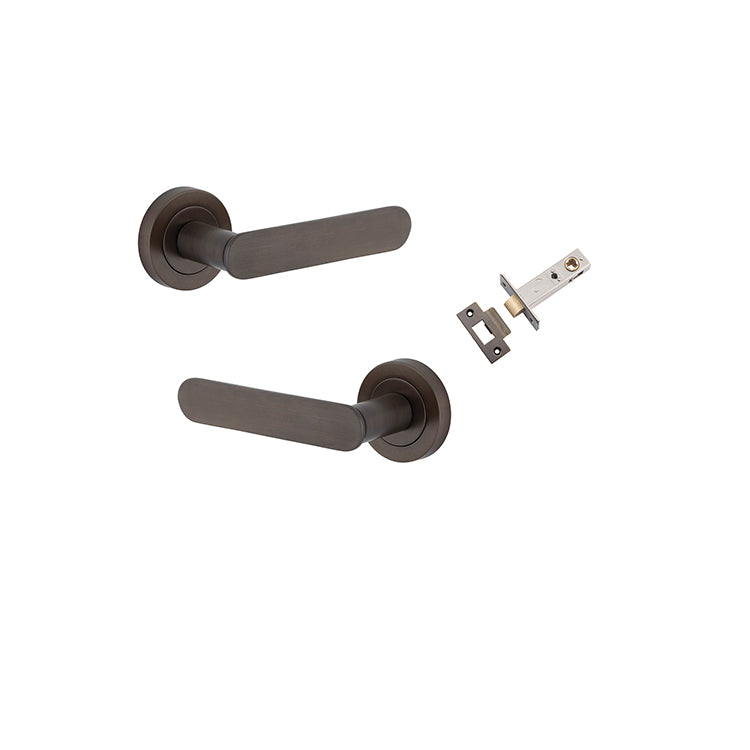 Bronte Lever - Round Rose Passage Kit Antique Brass / Solid Brass