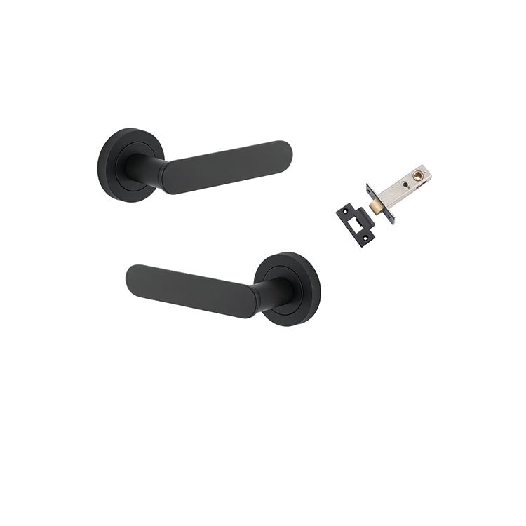 Bronte Lever - Round Rose Passage Kit Matt Black / Solid Brass